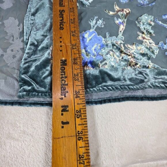 Torrid Size 1/2 Green Blue Open Front Duster Poncho Floral Velvet Burnout Print - Picture 8 of 10